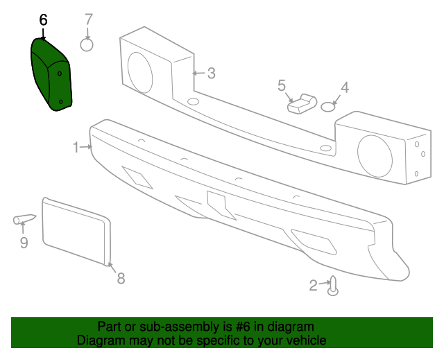 20032009 Hummer H2 Front Driver Side Bumper Impact Bar End Cap