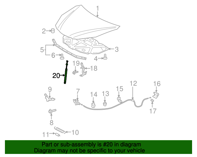 NEW HOOD LIFT RIGHT SIDE FITS 2004-2008 TOYOTA SOLARA 2.4L 3.3L 53440AA030