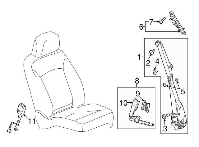 Light Titanium Driver Seat Belt With Retractor And Pre Tensioner 19260207