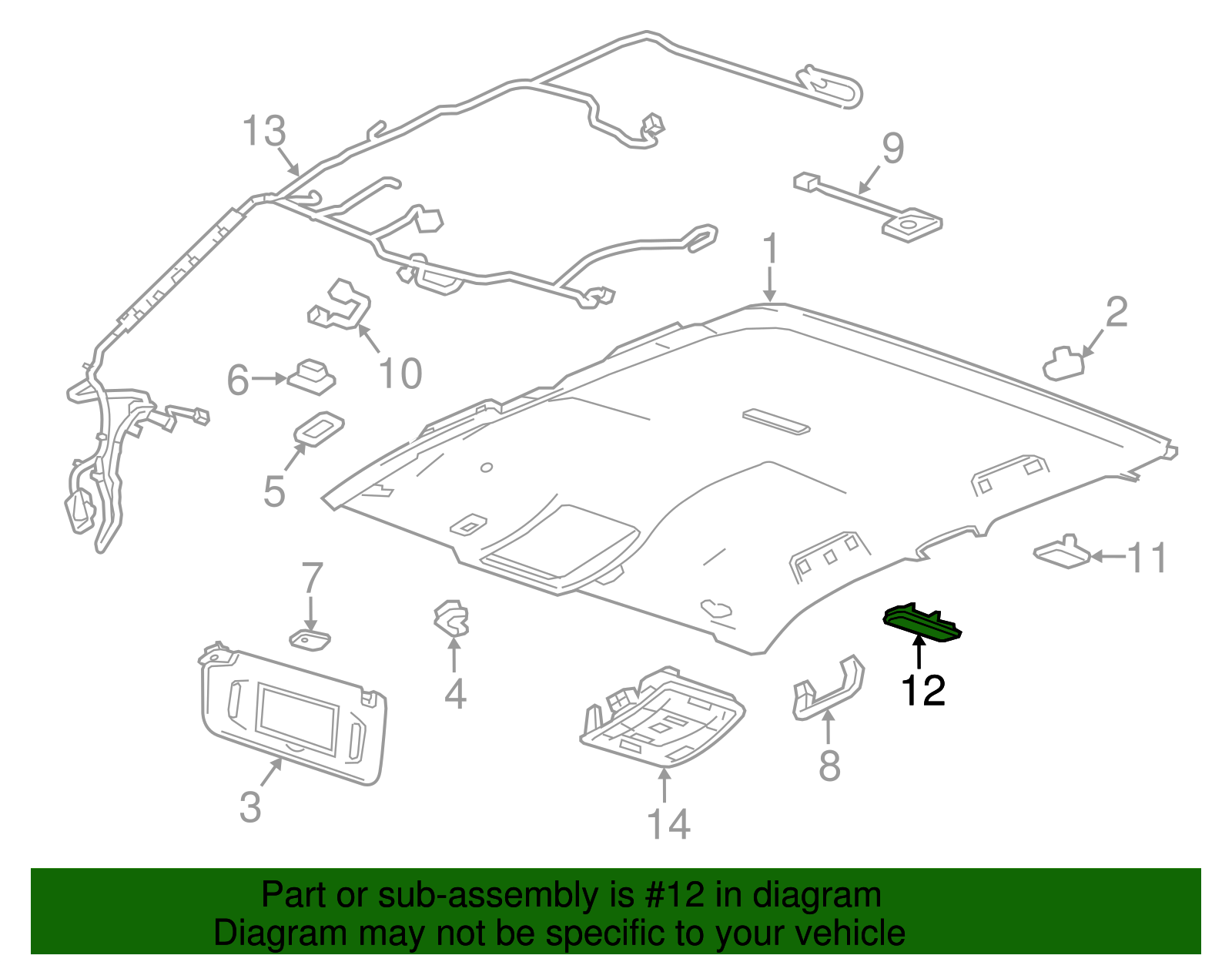 Rear Seat Position Center Reading and Courtesy Lamp - GM (84407747)