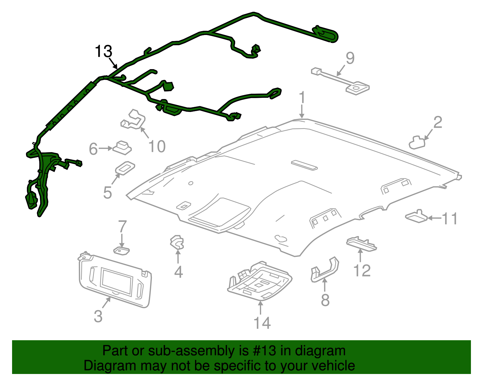 Headliner Wiring Harness - GM (84315412)