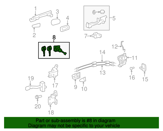 20072013 Toyota Door Lock Cylinder 6905206050 OEM Parts Online