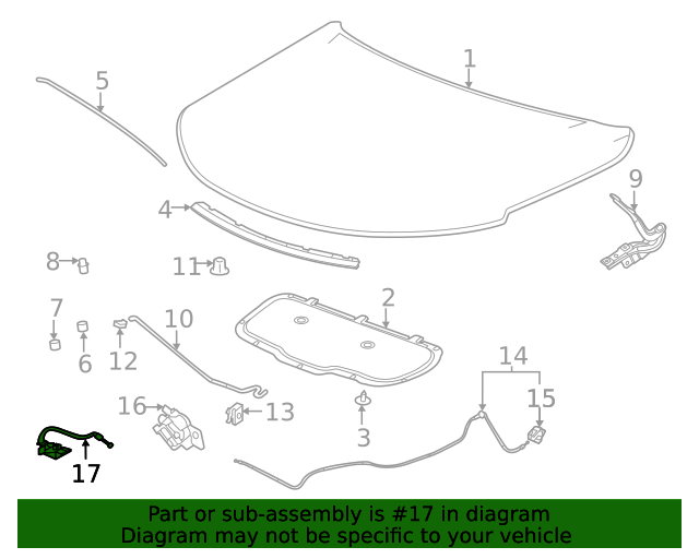 20212023 Chevrolet Trailblazer Hood Secondary Latch Release Cable