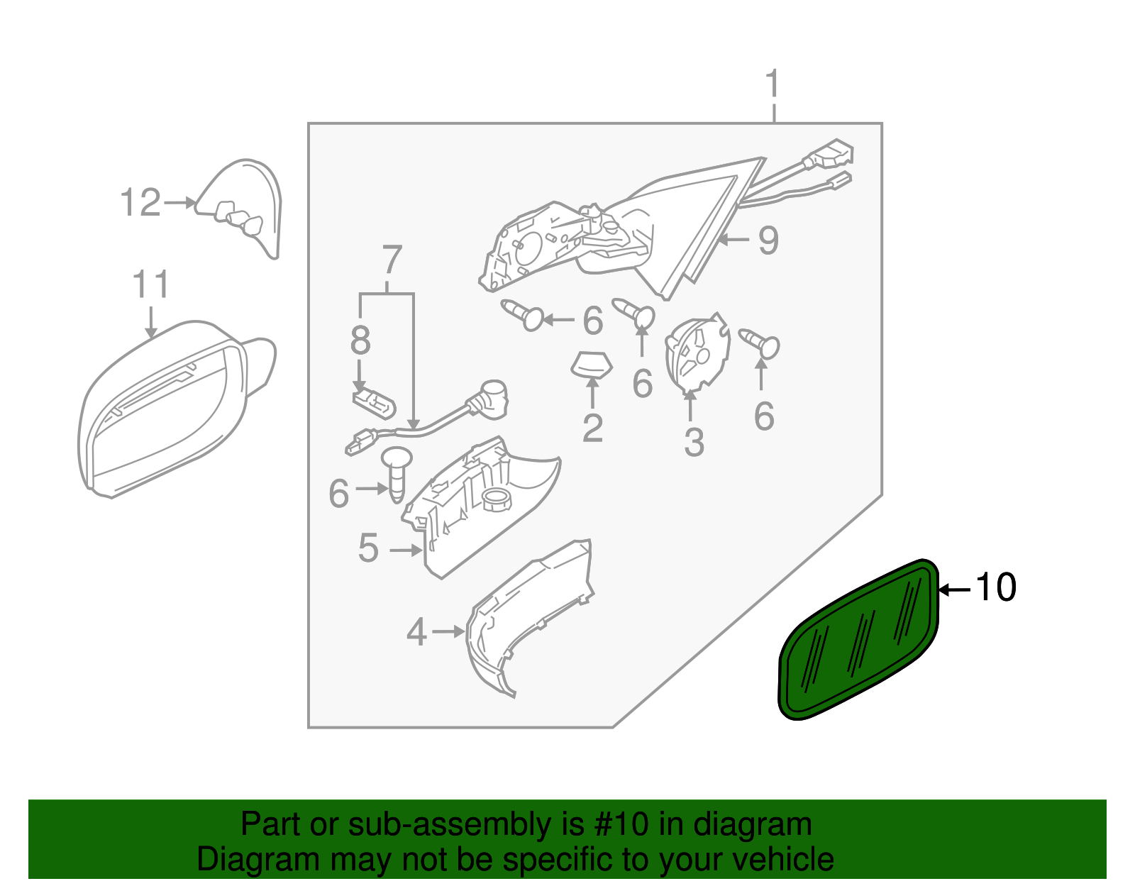 Mirror Glass - Volkswagen (7L6-857-522-L)