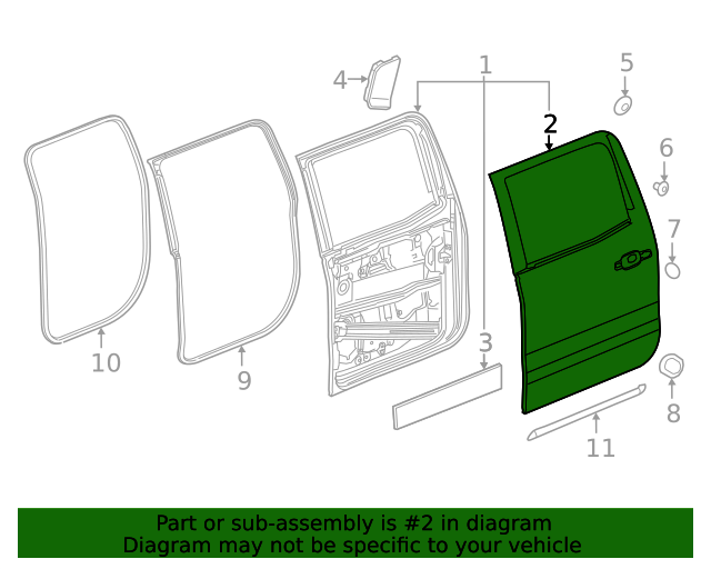 20202022 GM Rear Passenger Side Door Outer Panel 84691746