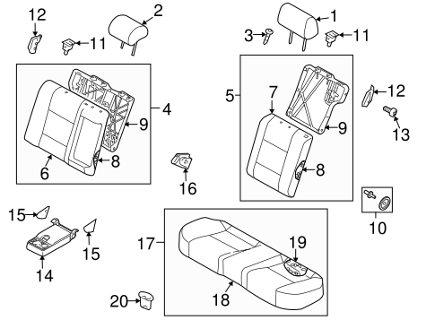 Rear Seat Components for 2005 Suzuki Forenza | Suzuki Car Parts