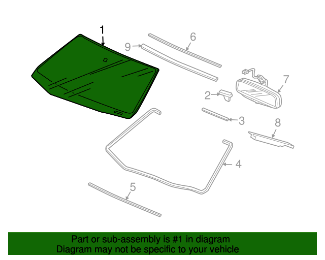 73111TK4A02 Glass Set, Front Windshield (Green)(AGC) 20092014