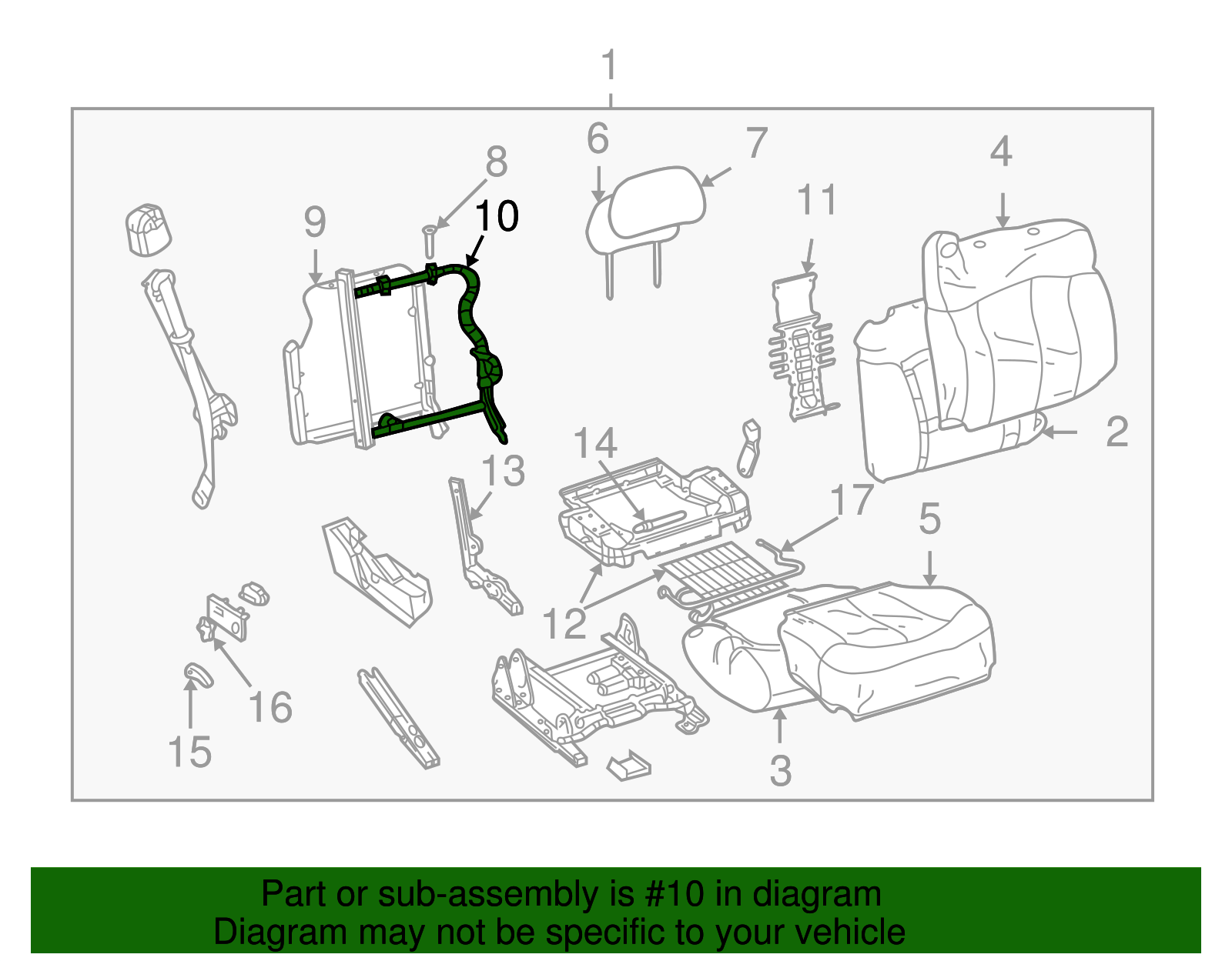 Frame, P/Seat Black Cushion - GM (88934561)