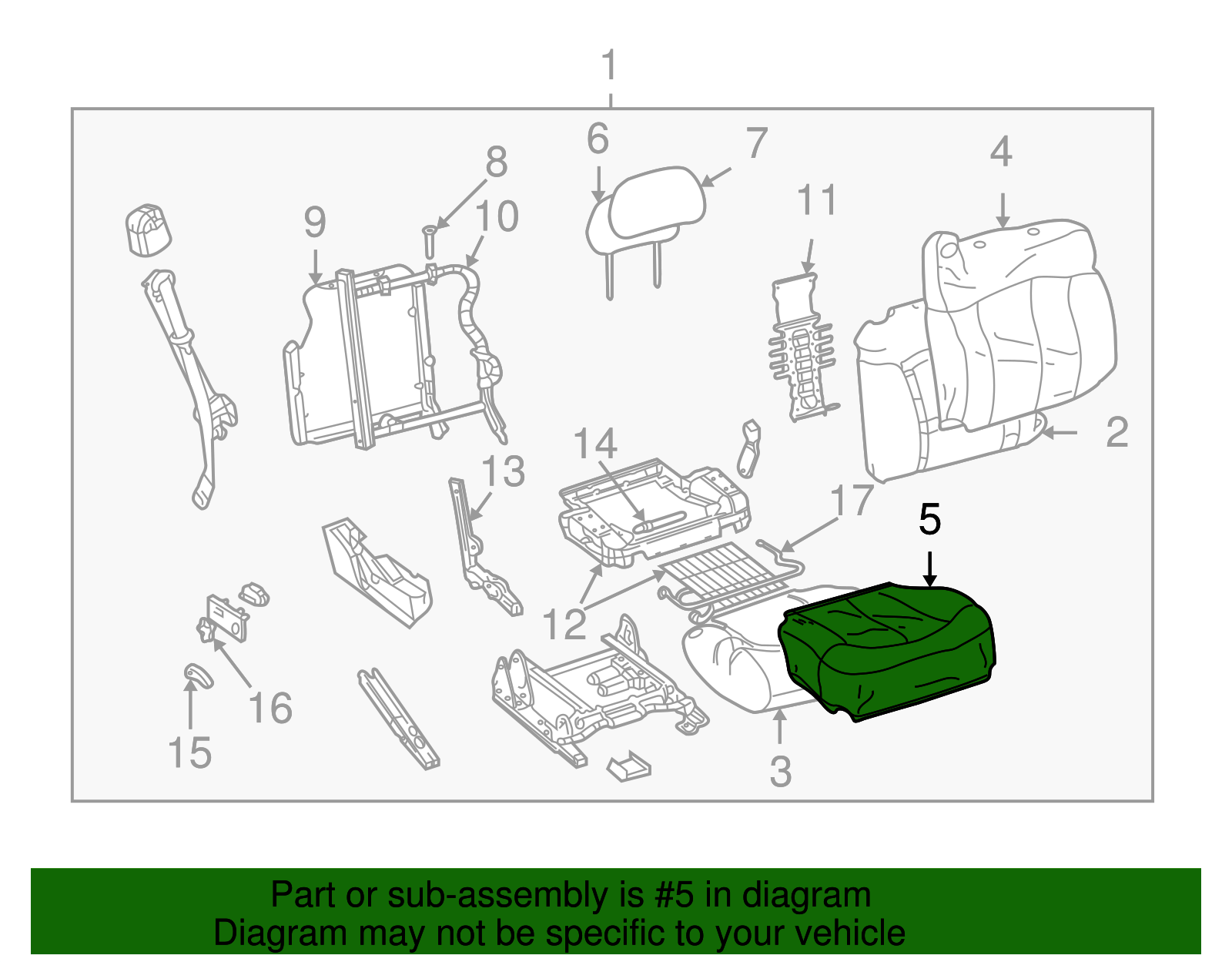 Cover, P/Seat Cushion *Graphite - GM (88938499)