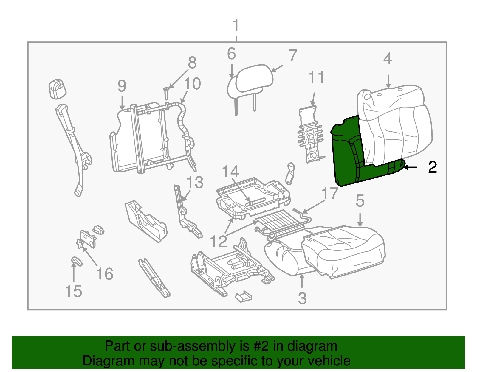 Pad, P/Seat Black Cushion - GM (88938432)