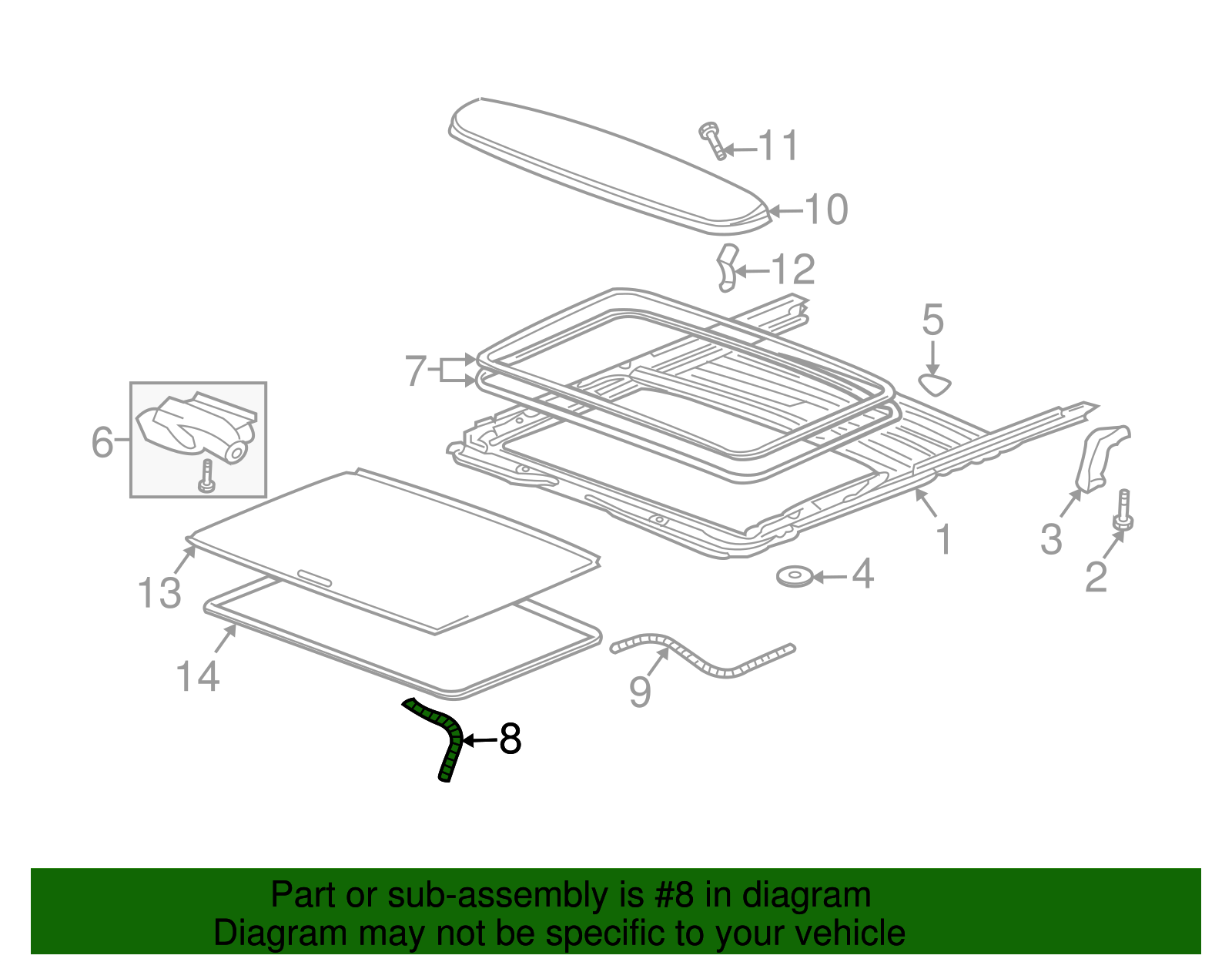 Driver Side Sunroof Housing Front Drain Hose - GM (15826706)