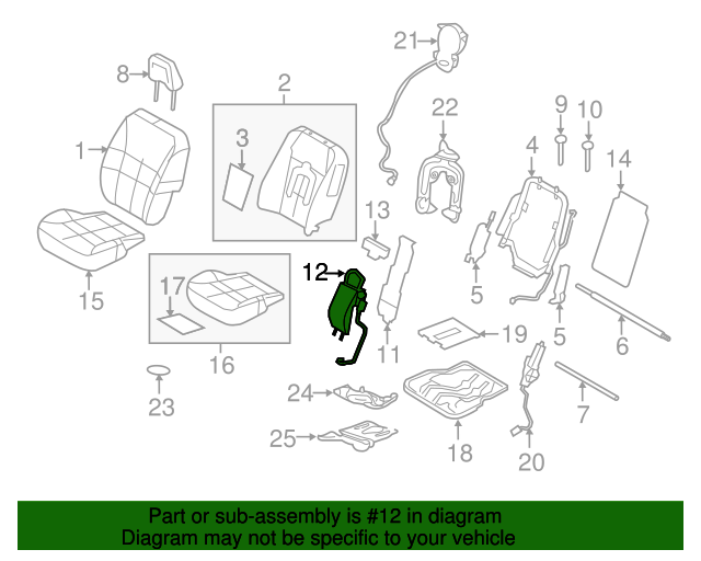 20082015 Ford Lumbar Support Passenger Side (RH) BA1Z7865500B