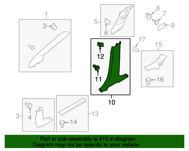 Ford CV6Z5424347BA Lower Center Pillar Trim 20122018 Ford Focus