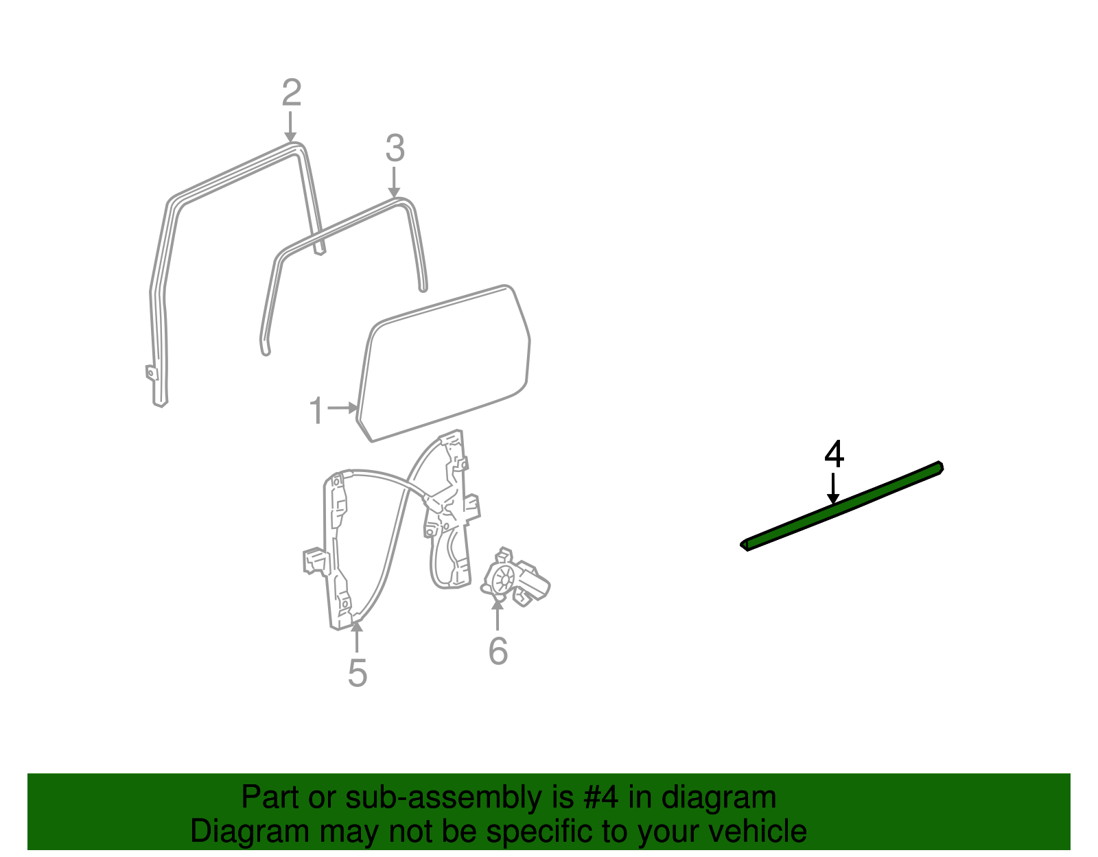 Sealing Strip, Front S/D Wdo Inner - GM (15794105)