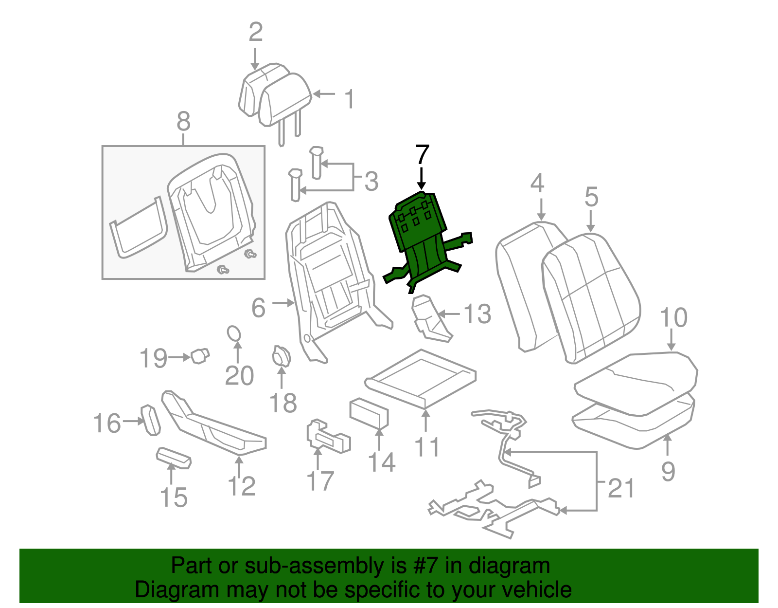 Passenger Side Front Seat Back Lumbar Support - GM (92200575)