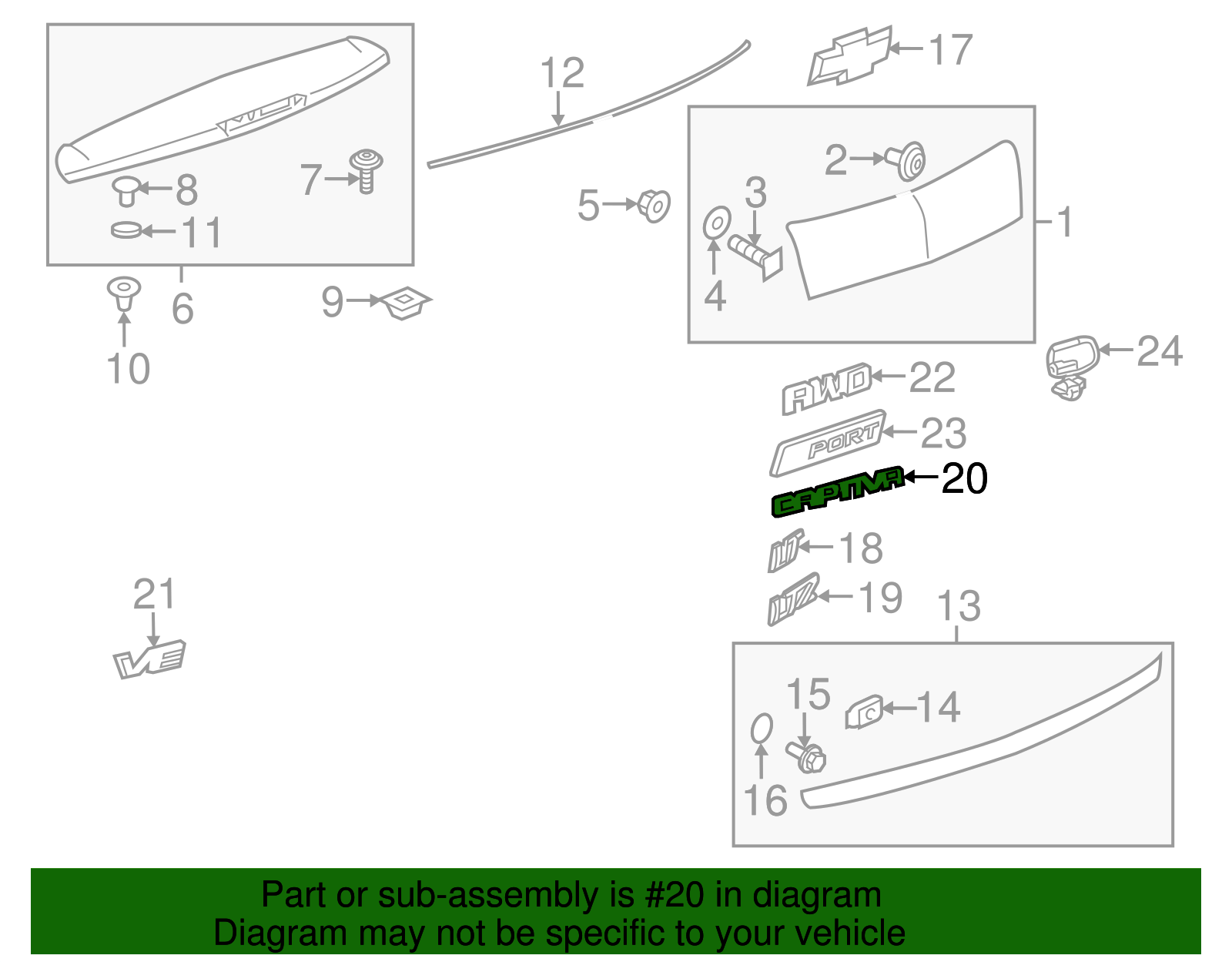 Liftgate Captiva Name Plate - GM (96804064)