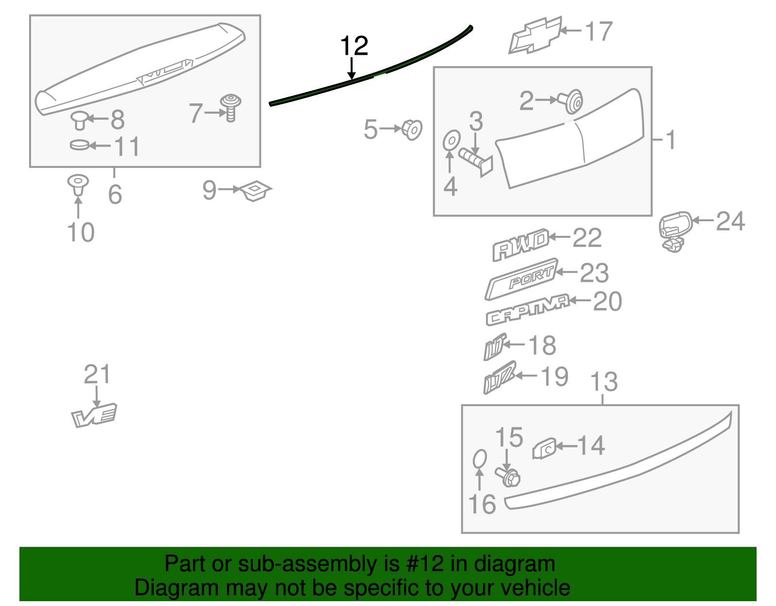 Liftgate Upper Molding - GM (96661597)