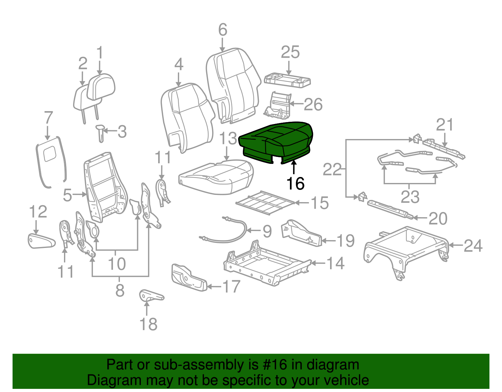 Cover Assembly, R/Seat Cushion                   *Gray - GM (89044310)