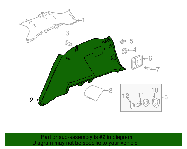 84510079 GM Black Passenger Side Quarter Lower Rear Trim Panel GM