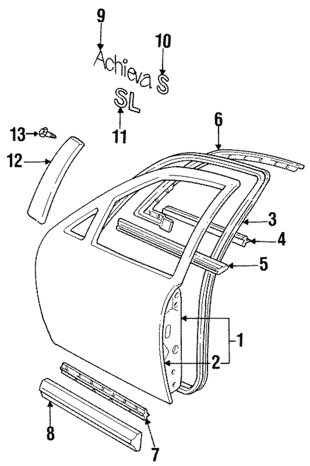 19941997 Oldsmobile Achieva Body Side Molding 12463117