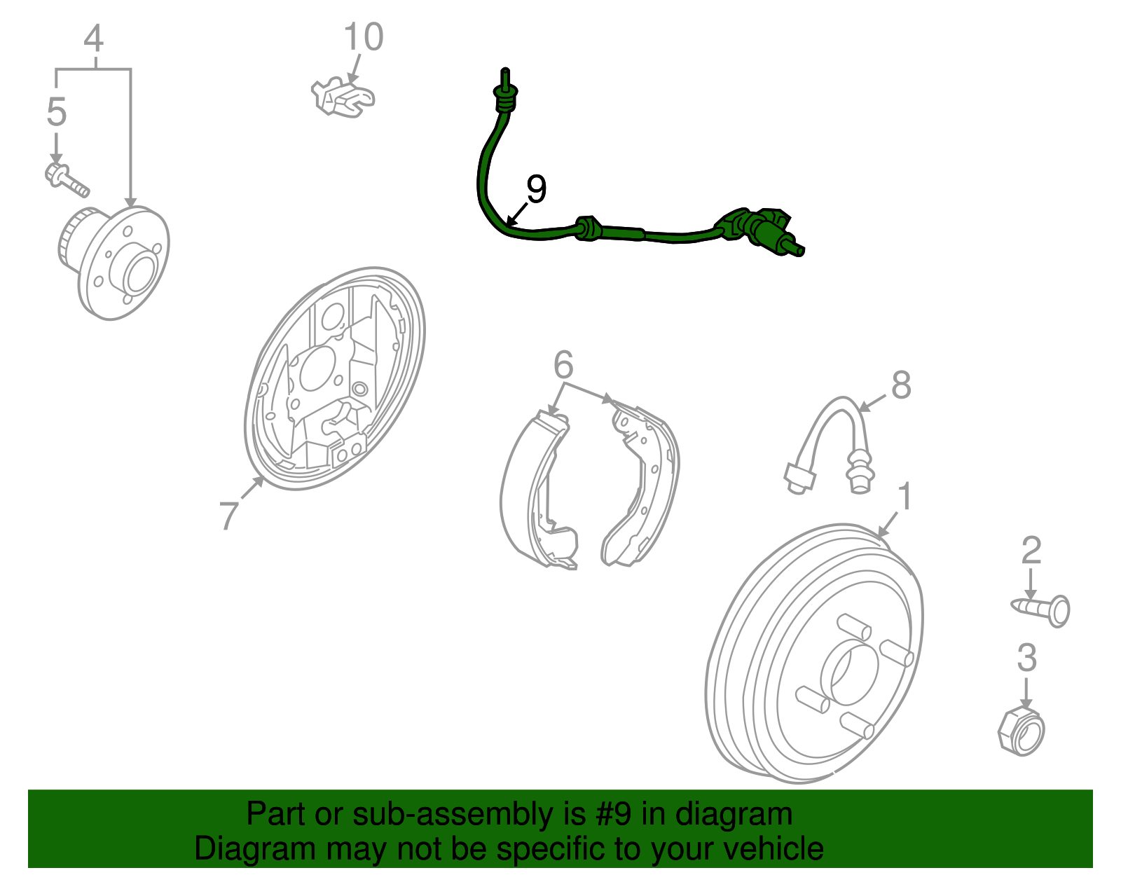 Rear Driver Side ABS Wheel Speed Sensor - GM (95996129)