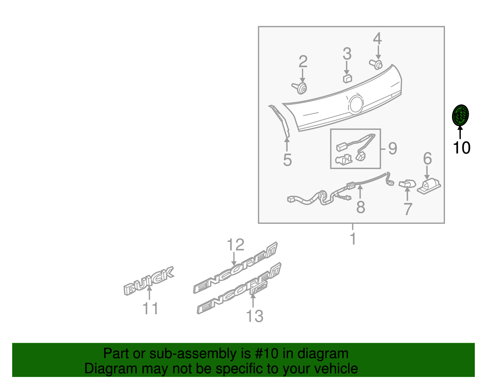 Liftgate Outside Handle Tri-Shield Emblem - GM (96930060)