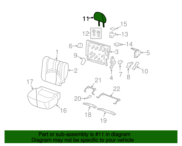 20112012 Ford Escape Headrest, Center AL8Z78611A08AE OEM Parts Online