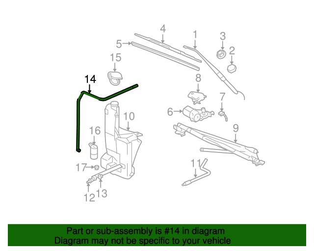 19992007 GM Windshield Washer Pump Hose 12487672 GM