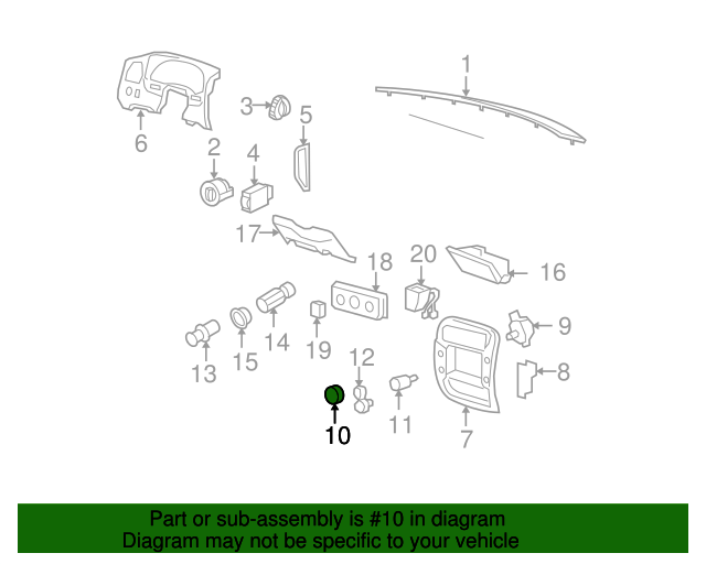 F57Z11666A Headlight Switch Knob 19982006 Ford Ford Discount Parts