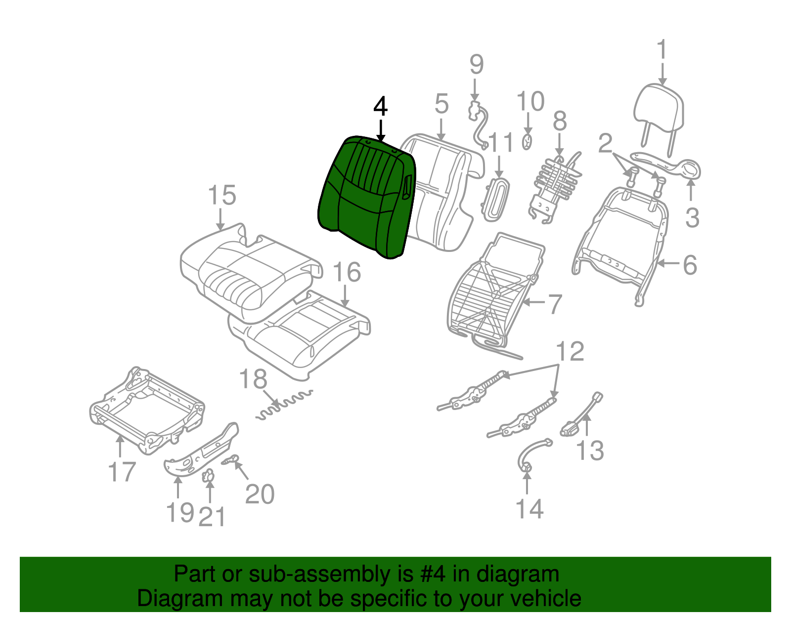 Cover Assembly, D/Seat Black Cushion   *Md Pewter   *Pewter - GM (88898175)