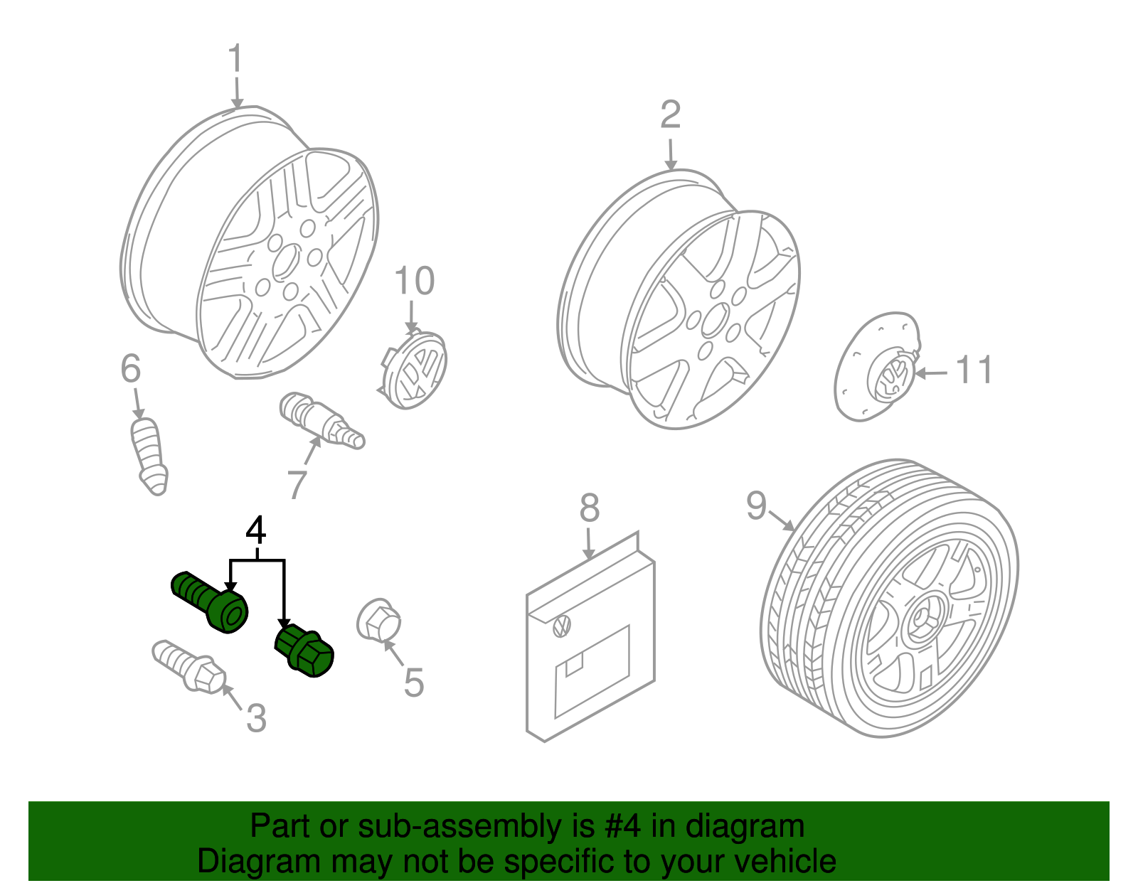 Wheel Bolt - Volkswagen (7L0-698-139-060)
