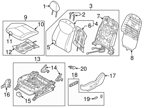 Rear Genuine Hyundai 89150-3X000 Seat Cushion Frame and Pad Assembly