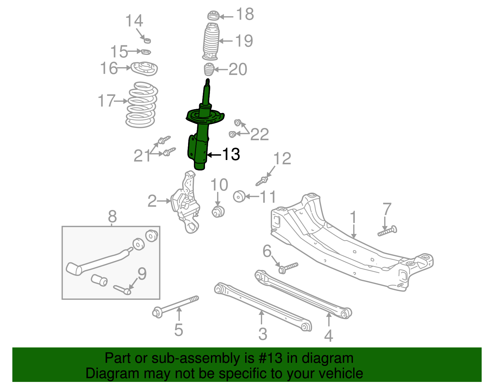 Premium Gas Charged Rear Suspension Strut Assembly - GM (88985523)