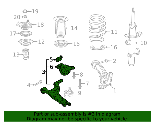 Genuine OEM Acura Lower Control Arm Part 51360TJBA10 Acura Parts