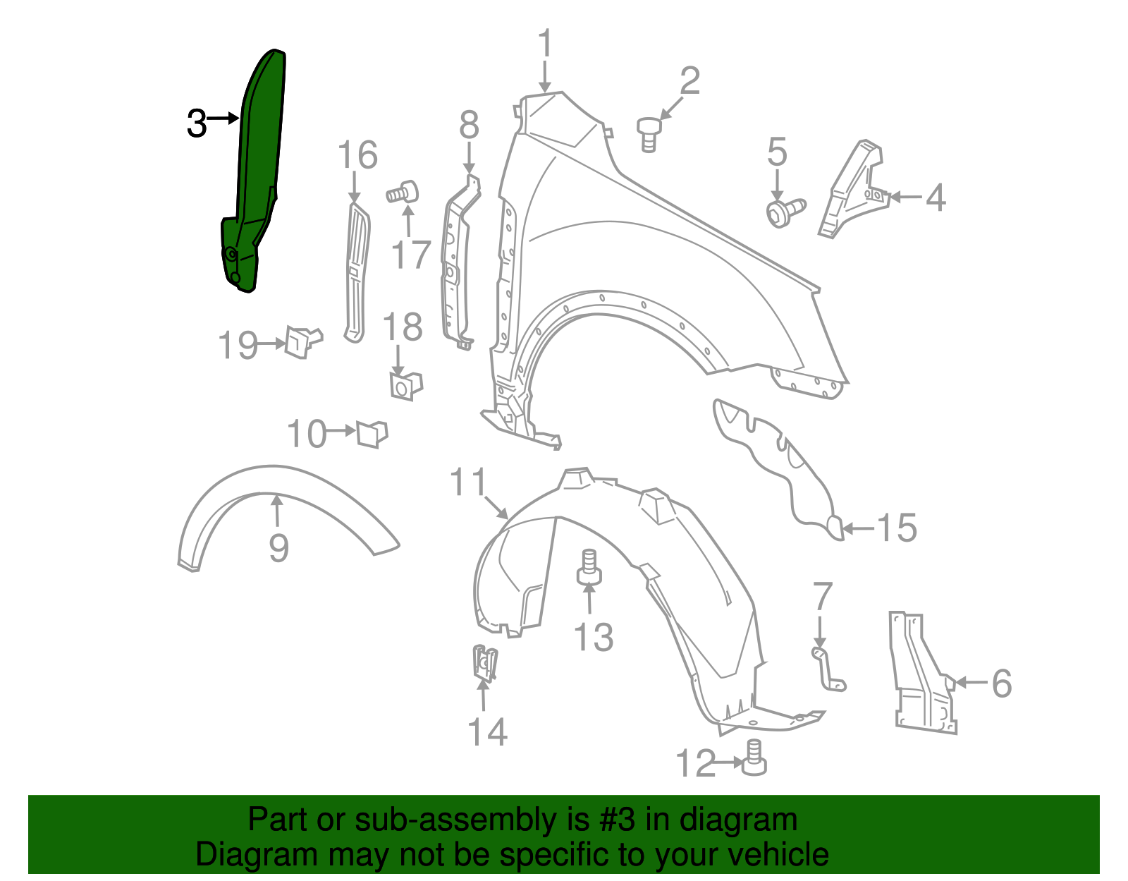 Passenger Side Fender Insulator - GM (96661151)