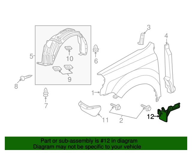 74460STXA00 Reinforcement, L Front Splash Guard 20092015 Honda