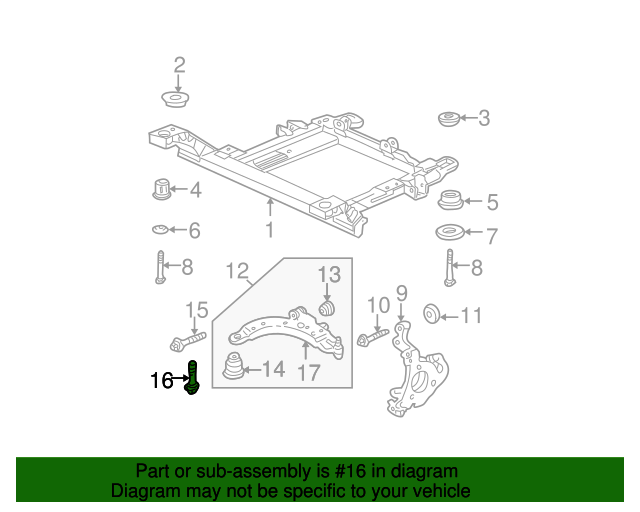 10295860 GM Lower Control Arm Front Bolt GM Parts Store