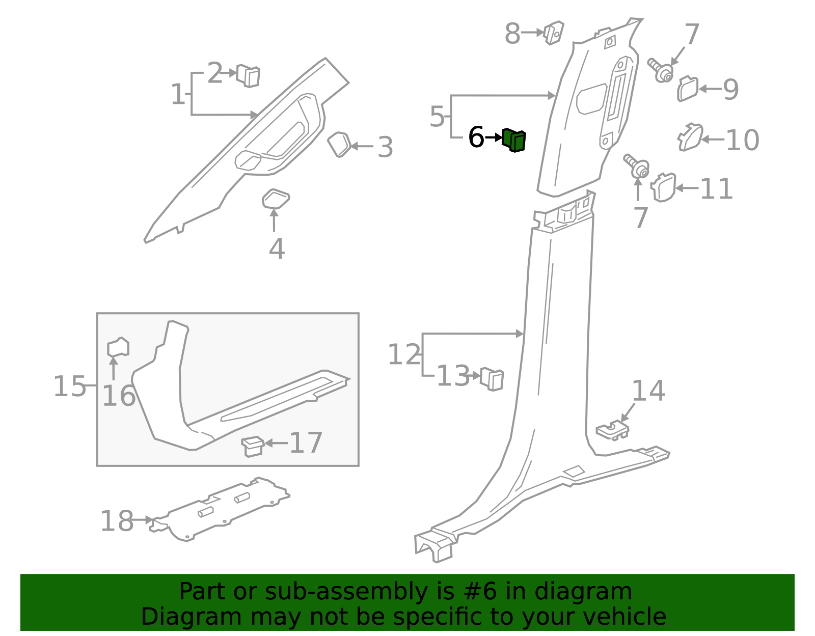 Upper Center Pillar Trim Retainer - GM (11589329)