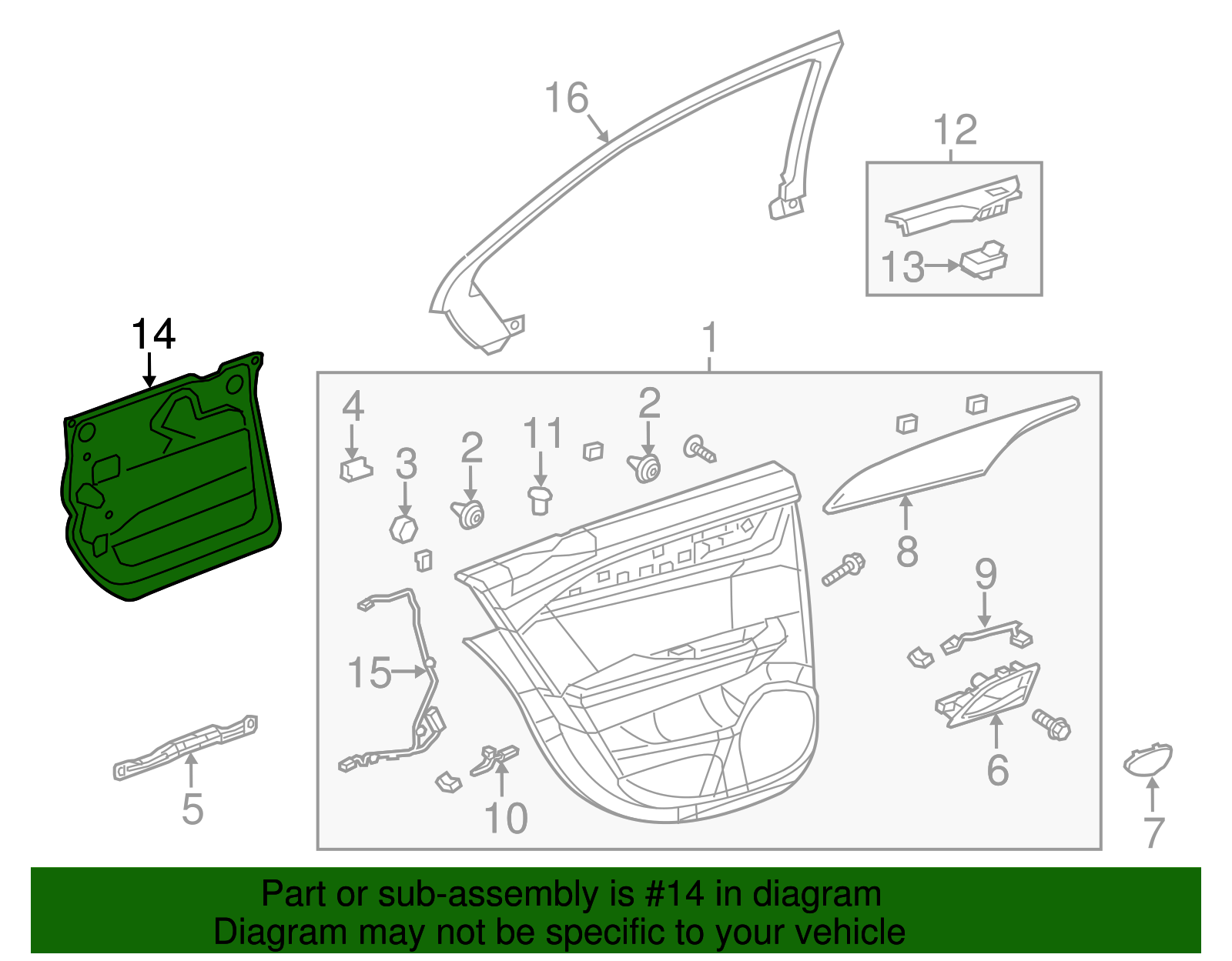 Driver Side Rear Door Water Deflector - GM (84046845)