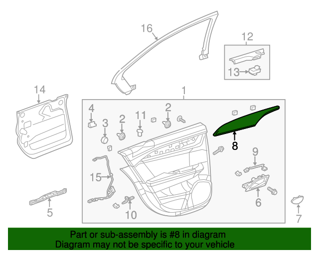 2017 Cadillac ATS Serval Low Gloss Rear Passenger Side Door Trim Panel