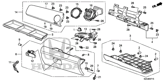 Honda 77540-SZA-A01ZB Glove Box Lock Assembly