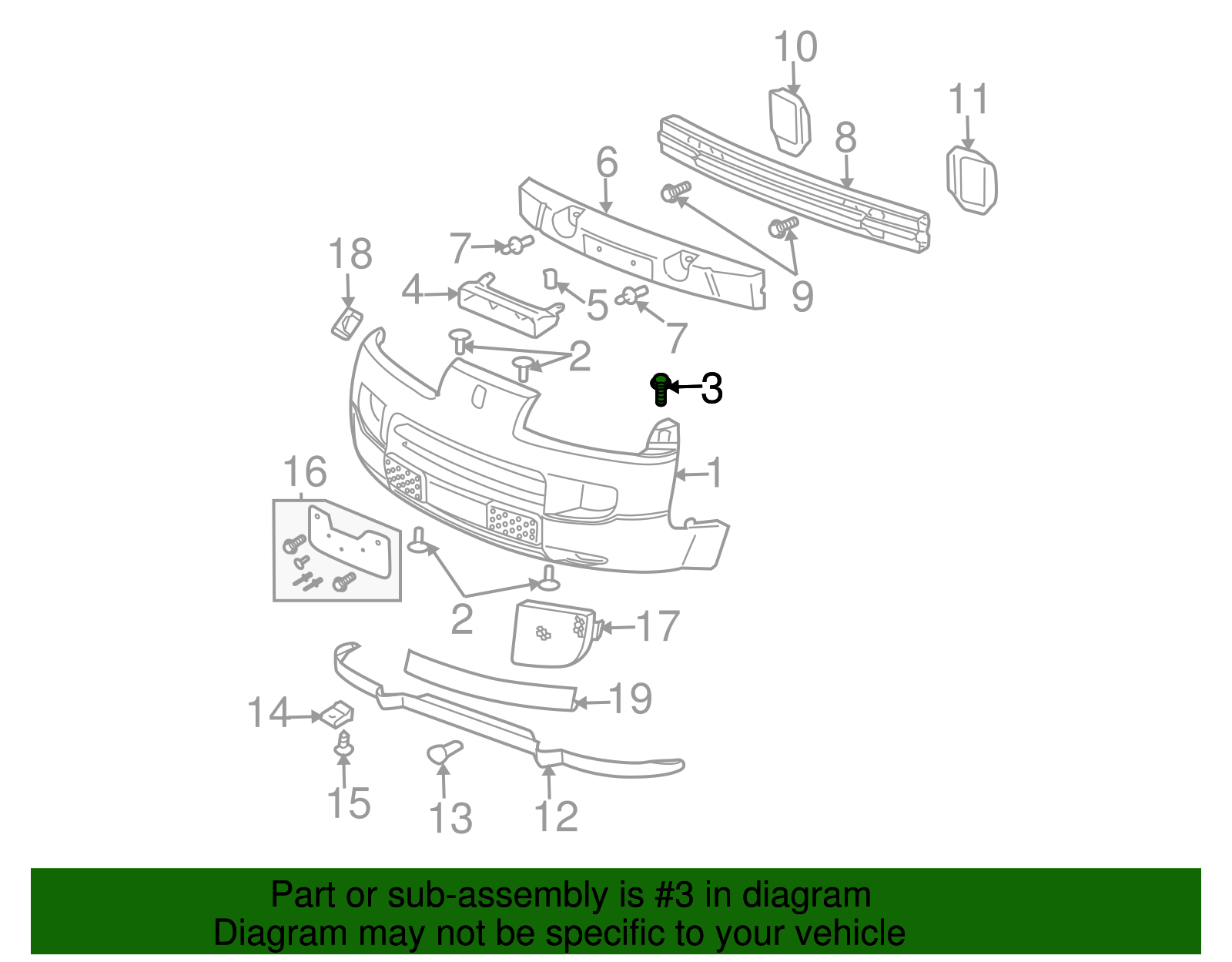 Front Bumper Fascia Bolt - GM (11518924)