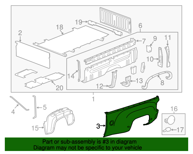 20072014 GM Passenger Side Truck Bed Panel 22875338 QuirkParts