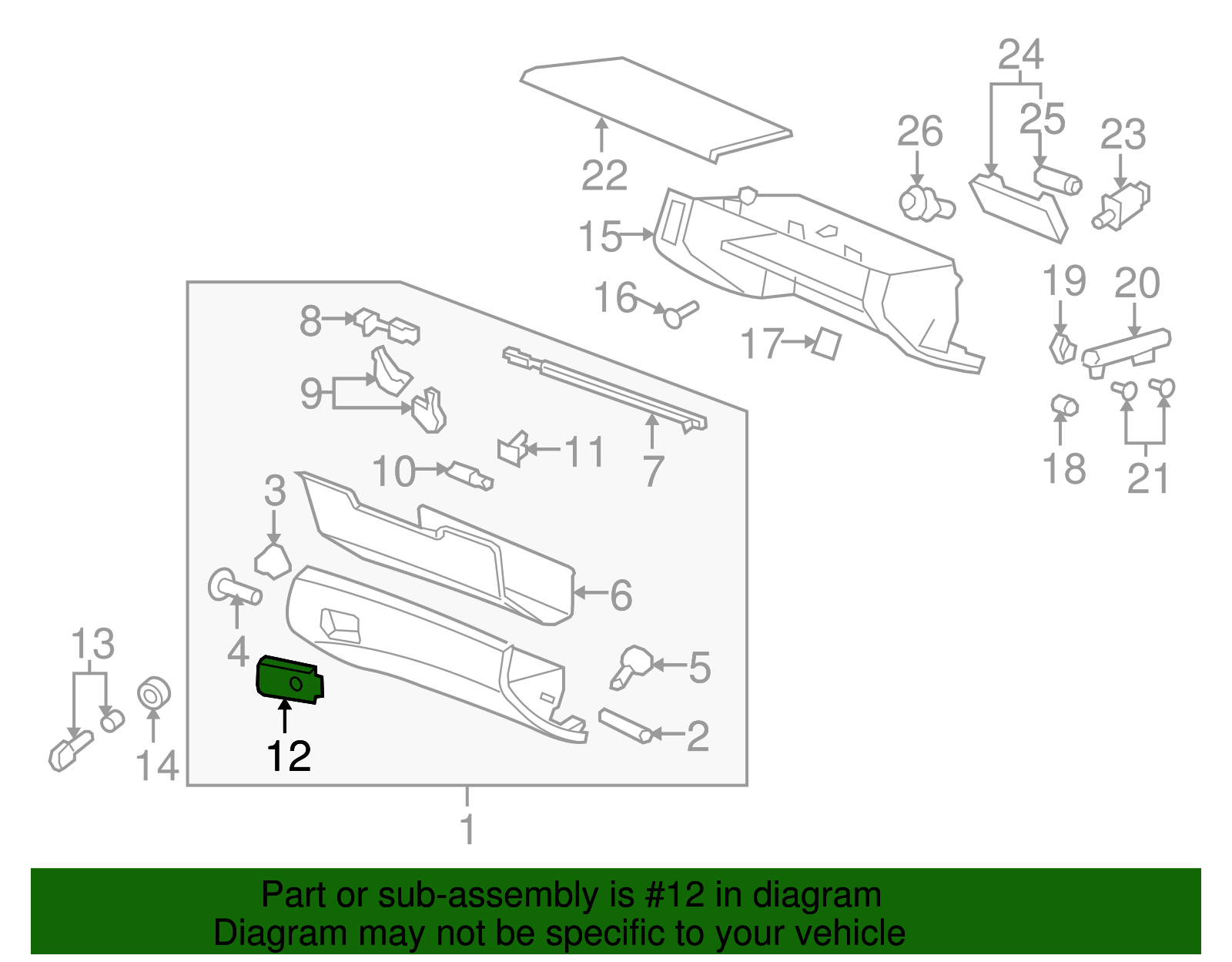 Handle, I/P Compt Dr Lat Rel - GM (92254701)