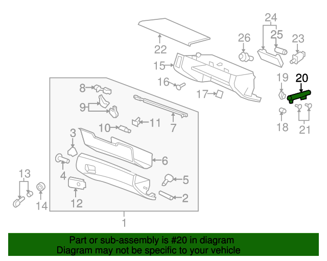 20082013 GM Instrument Panel Compartment Door Dampener 92198445