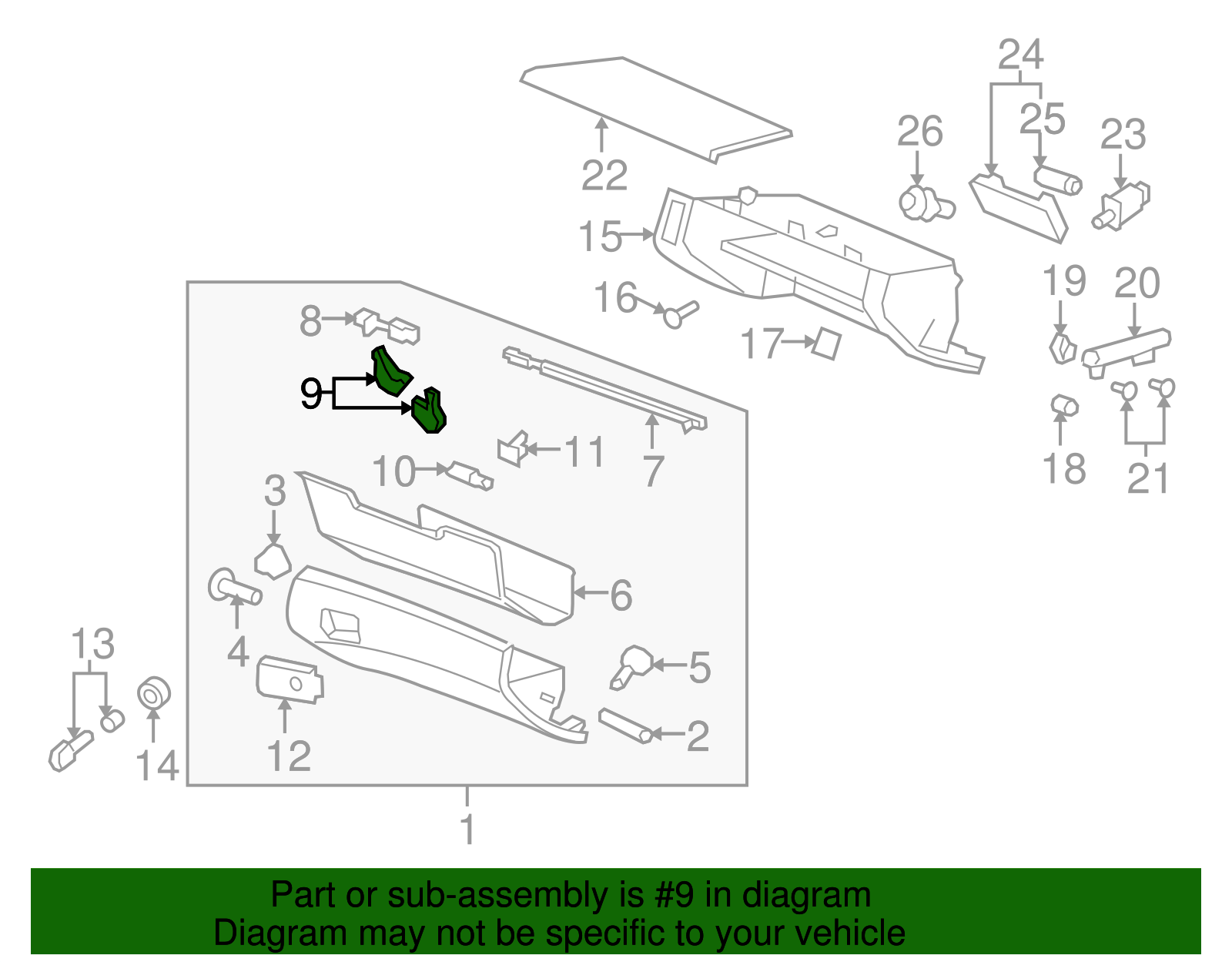 Driver Side Instrument Panel Compartment Door Latch Actuator - GM (92249217)