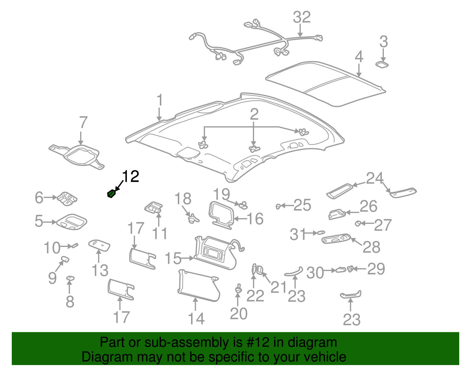 Sunroof Switch - GM (25654458)