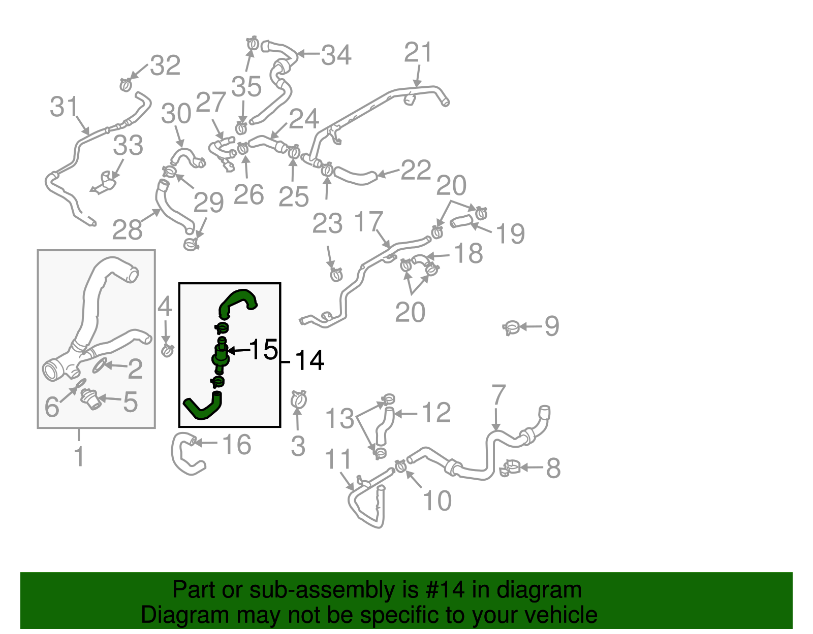 Water Hose Assembly - Volkswagen (7L6-121-086)