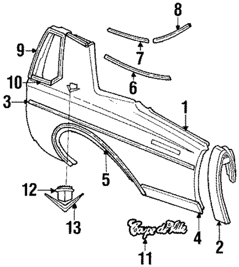 Exterior Trim - Quarter Panel for 1987 Cadillac DeVille #0