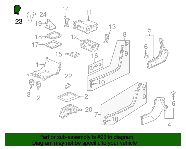 Genuine OEM Acura Knob, Change Lever *NH167L* (Leather) (Graphite